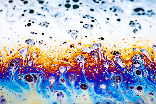 Beautiful psychedelic abstraction formed by light on the surface of a soap bubble.