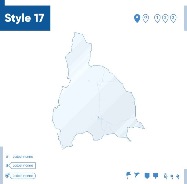 サンファン、アルゼンチン - 水と道路と白い背景に孤立した地図。ベクターマップ。 - puerto rico map vector road点のイラスト素材／クリップアート素材／マンガ素材／アイコン素材