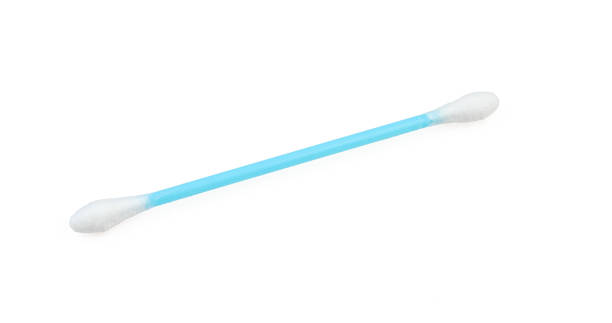 istock One blue ear swab isolated on white background.Clean plastic stick 1409174729