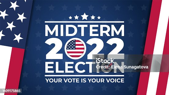 istock Midterm election day. Vote 2022 in USA, banner design. Election voting poster. Political election campaign 1409175865
