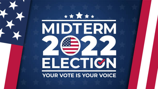 Midterm election day. Vote 2022 in USA, banner design. Election voting poster. Political election campaign Midterm election day. Vote 2022 in USA, banner design. Election voting poster. Political election campaign voting stock illustrations