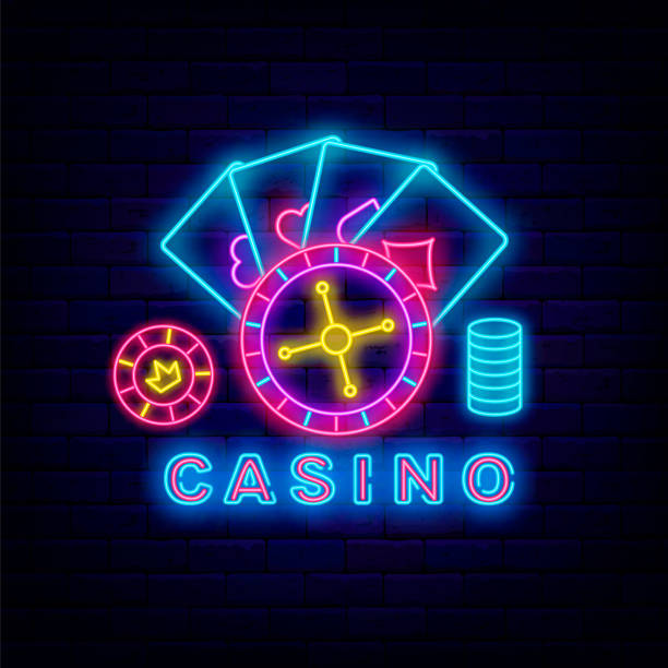 istock Casino neon signboard. Logotype template. Internet gambling game. Vector stock illustration 1409177434