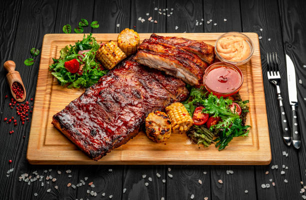istock Spicy hot grilled spare ribs from a summer BBQ 1409179419