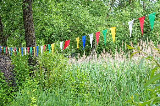 Colorful pennants at a festival