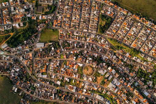 Aerial view of suburban neighborhood in Brazil