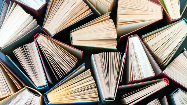 Group of books. Education background. Back to school concept. Abstract pattern