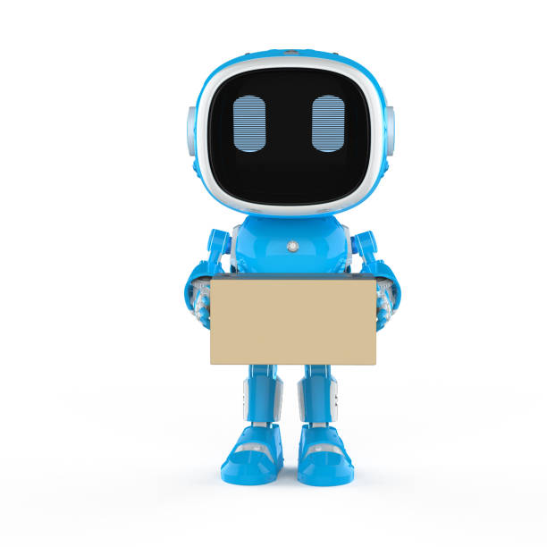 istock Automatic warehouse concept with delivery robot hold carton box 1409195038