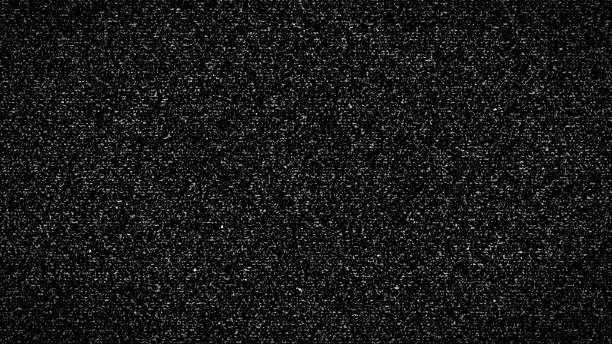 istock Distorted black and white, monochrome TV static noise interference on a TV screen caused by satellite signal loss. No signal, old analog vintage Tv concept. Digitally generated image. 1409196341