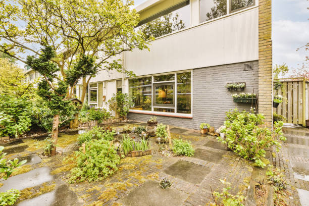 istock Exterior of green backyard patio 1409196471