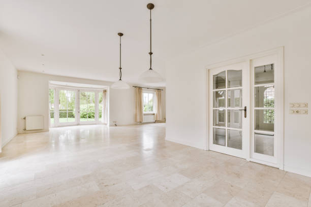 Light living room with backyard door