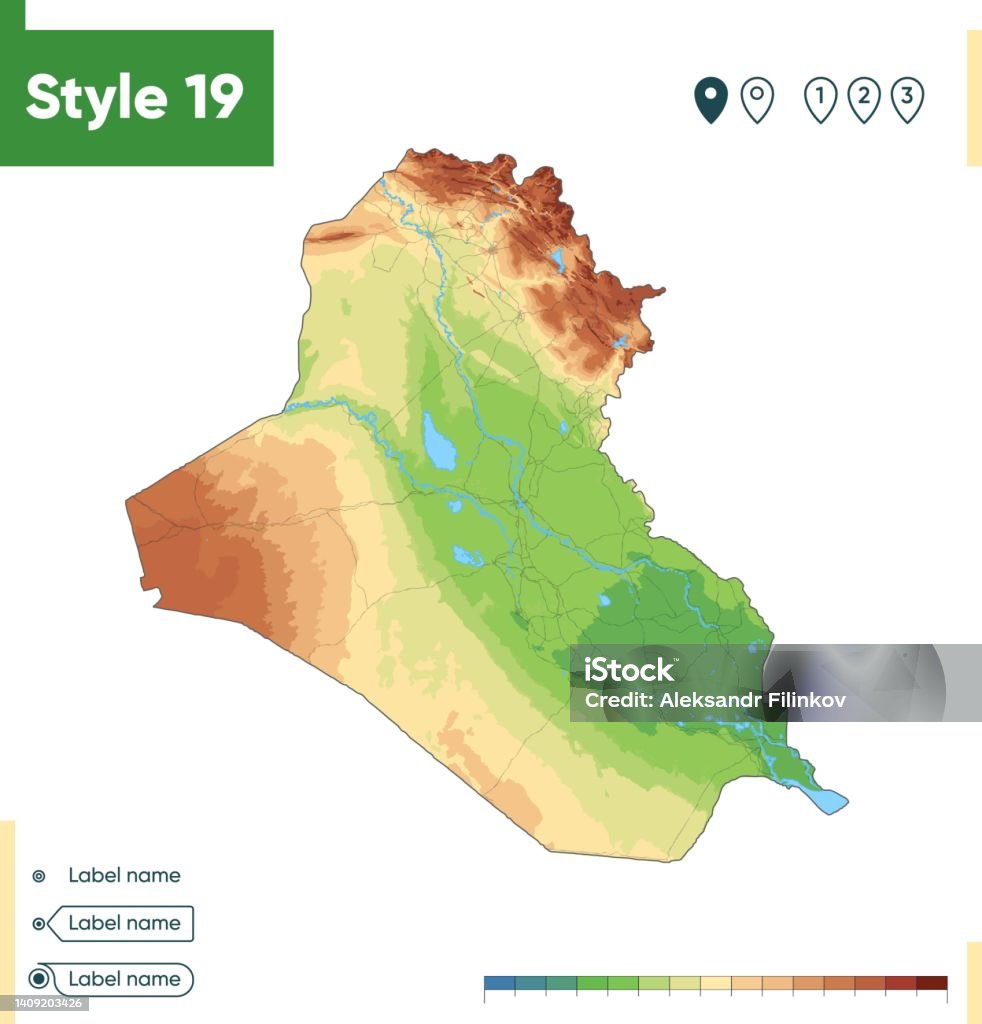Iraq Mapbasic Iraq High Detailed Physical Map Vector Map Dem Map Stock Illustration ...
