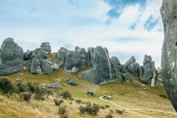 istock Path leading through dramatic harst rocks of Castle Hill in Canterbury 1409204451