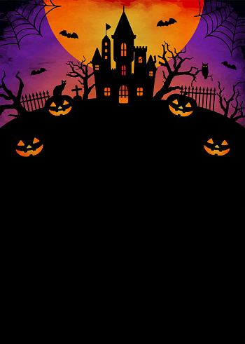 Happy halloween silhouette vector illustration. For poster (flyer) template etc. ( no text )