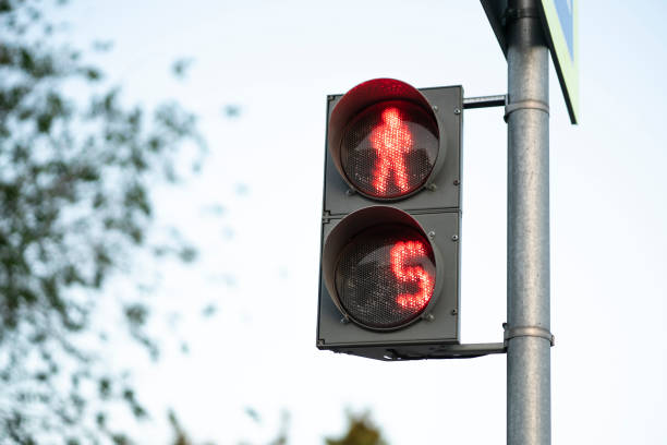 istock perdestrian walk light with a timer, street control signal 1409219822