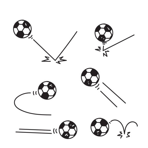 ilustraciones, imágenes clip art, dibujos animados e iconos de stock de garabato dibujado a mano pelota deportiva rebote colección ilustración vector - bouncing