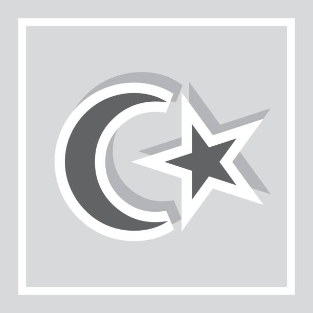 ikona islamu. symbol islamski. wektor ikon półksiężyca i gwiazdy - flag of jihad stock illustrations