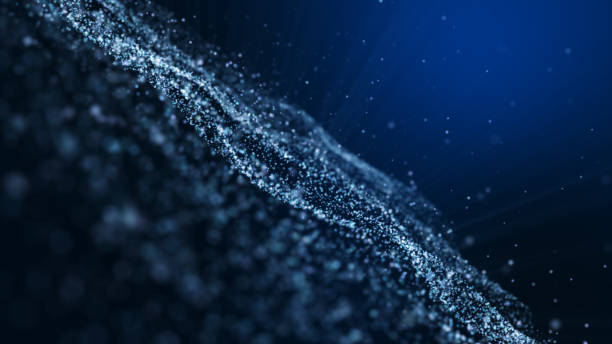 istock Dark blue and shine glow particle abstract background. 1409226868