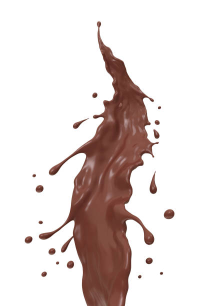 istock 3D rendering of Chocolate liquid splash,With Clipping path. 1409227187