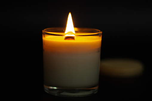 A aroma candle in the night.