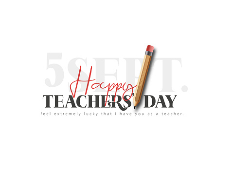 Happy Teachers Day template for poster or banner concept, School Stationary on Blackboard