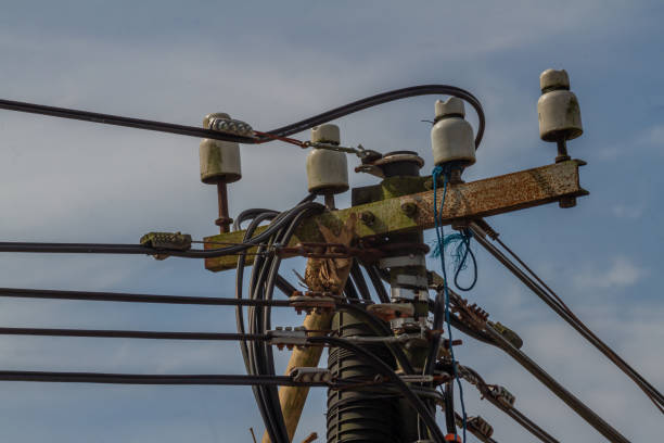 istock A power pole that has a complicated wiring arrangement 1409232235