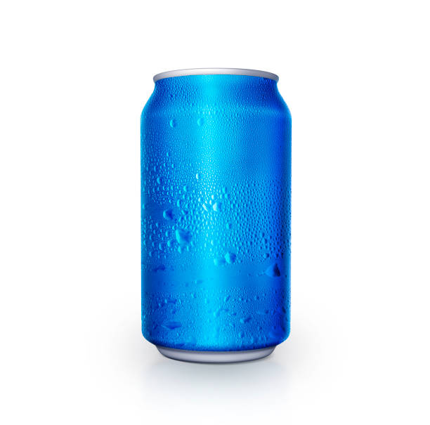 istock Aluminum can with water droplets isolated on white background 1409233330