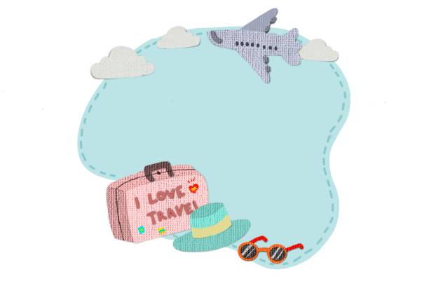 scherenschnitt textur stil der reise doodle icon hintergrund wie flugzeug, sonnenbrille und hut. urlaub im urlaub. - f12 stock-grafiken, -clipart, -cartoons und -symbole