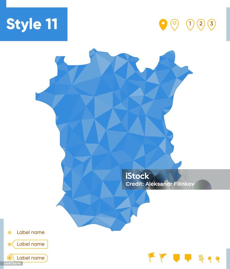 Chechen Country Map Chechen Republic Russia Blue Low Poly Map Polygonal Map Outline Map ...