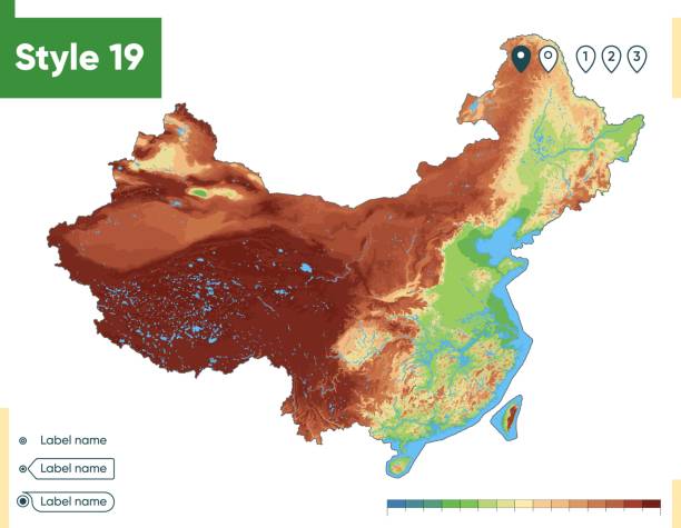 China High Detailed Physical Map Vector Map Dem Map Stock Illustration China High Detailed Physical Map Vector Map Dem Map 