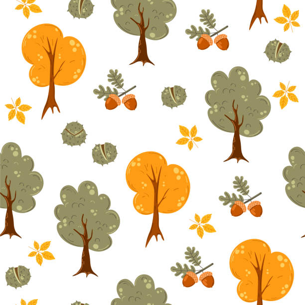 muster 9 - chestnut chestnut tree backgrounds seamless stock-grafiken, -clipart, -cartoons und -symbole