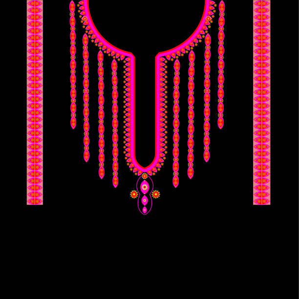 ilustrações, clipart, desenhos animados e ícones de padrão tradicional de decote geométrico étnico bordado - necklace jewelry backgrounds craft