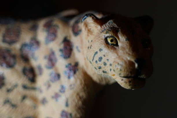 Macro close up of a toy leopard's eye