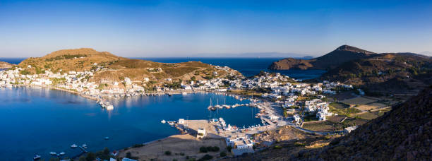 istock Panorama if Patmos harbor in Cyclades islands in Greece 1409247340