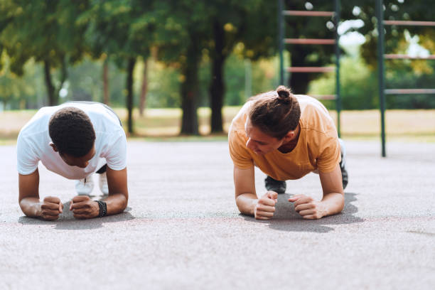 istock Friends working out together outdoor 1409247599