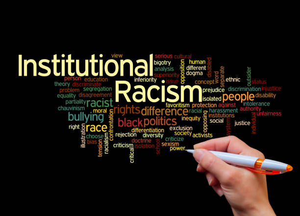 istock INSTITUTIONAL RACISM concept, isolated on a black background 1409248535