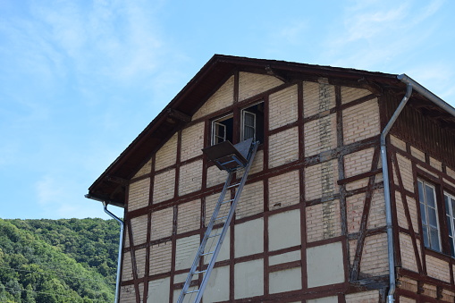 Winningen, Germany - 07/12/2022 : half timbered house during restauration