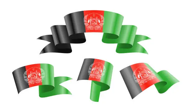 Vector illustration of Afghanistan - collection of waving country flags.