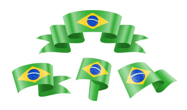 Vector illustration of Brazil - collection of waving country flags.