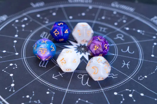 Photo of Zodiac horoscope with divination dice