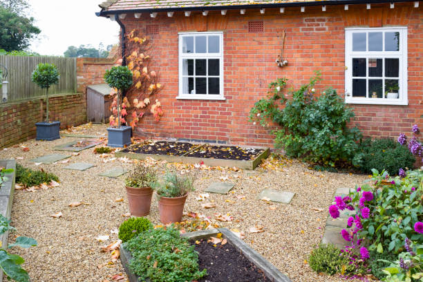 istock Autumn garden with hard landscaping, England, UK 1409258515