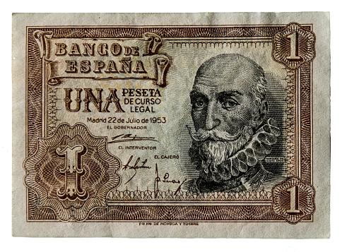 Spanish Peseta - One peseta bill from 1953