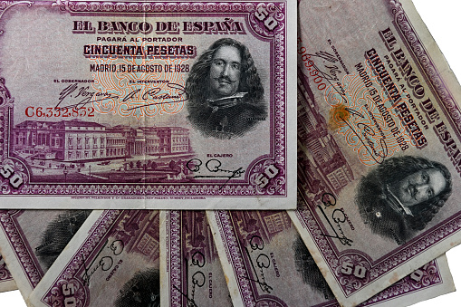 Spanish peseta - 50 peseta banknote from 1928.
