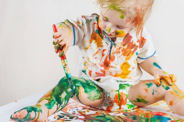 istock The child messy draws his body. Children's pranks. 1409260741