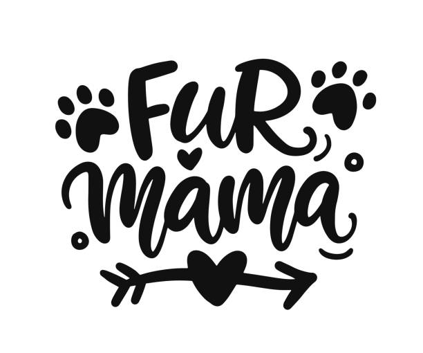 illustrations, cliparts, dessins animés et icônes de fur mama t shirt design, drôle mignon citation de lettrage à la main - dog wallpaper humor retro revival