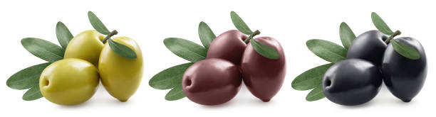 istock Collection of delicious olives on white 1409266705