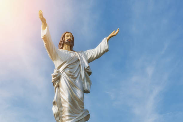 Statue of Jesus Christ with arms raised (religion, Christianity)