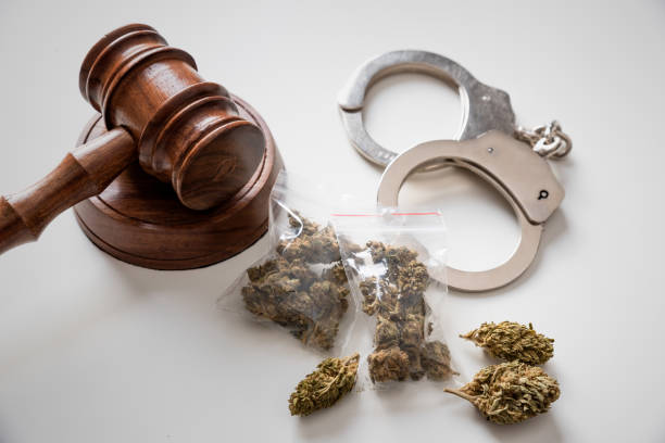 Marijuana and criminality concept stock photo