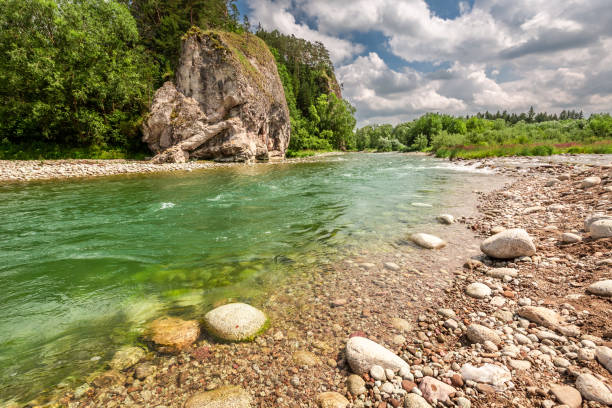 Turquoise water in Bialka River, pieniny mountains in Poland, Europe