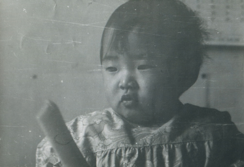 1980s Chinese Baby Girl Monochrome Old Photo