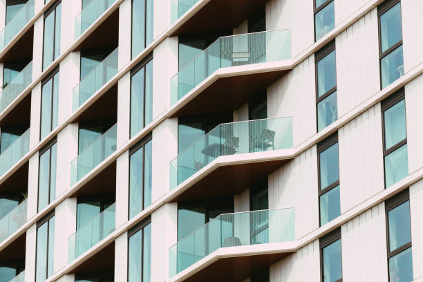 istock Abstract geometric shapes in futuristic urban architecture 1409281998